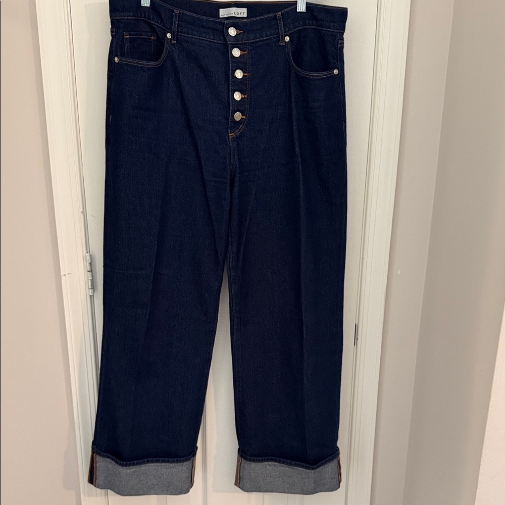 LOFT Dark Blue wide leg Jeans with Button-Fly
